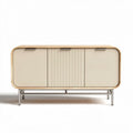 Credenza moderna in legno e metallo con finitura beige 120 x 40 x 70cm