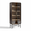 Credenza in legno con ante in vetro ripiani regolabili 50 x 30 x 150cm