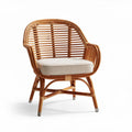Poltrona in rattan con cuscino in tessuto beige dimensioni 70 x 65 x 80cm
