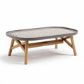 Tavolino da caffè in legno naturale e resina 120 x 60 x 45cm colore grigio