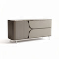 Credenza moderna in legno con superficie marmorizzata 160 x 40 x 75cm colore grigio