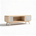 Mobiletto per tv in legno naturale con ante in colore grigio 120 x 40 x 50cm