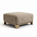 Pouf quadrato in tessuto beige con base metallica 80 x 80 x 40cm