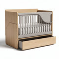 Lettino bambino in legno con cassetto e materasso 120 x 60 x 80 cm