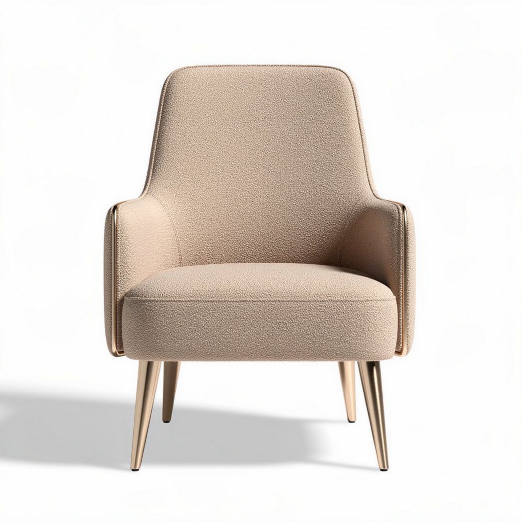 Poltrona in tessuto beige con struttura in legno dimensioni 70 x 70 x 80cm