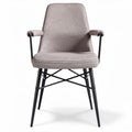 Sedia in tessuto grigio con braccioli e struttura in metallo 55 x 60 x 85cm