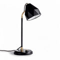 Lampada da tavolo in metallo nero con paralume geometrico e base dorata 30 x 20 x 50cm